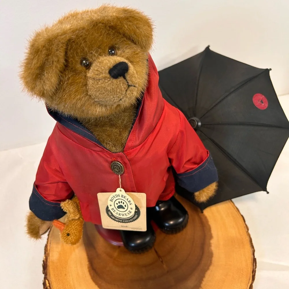 Boyds Bears Noah with Puddles teddy‎ bear, and Umbrella stock number #918434